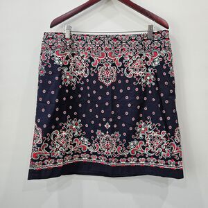 Talbots Womens Paisley Polka Dot Skirt Plus Size 16 Multicolor Festival Boho